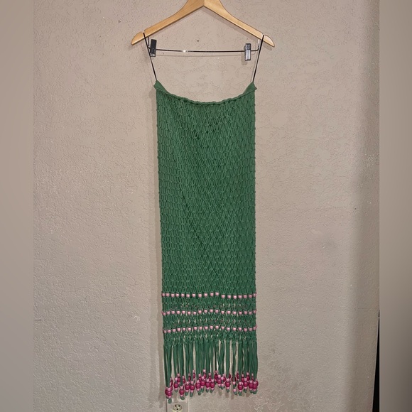 The Wolf Gang | Reis Macrame Top + Reis Macrame Skirt in Emerald Size: Large - Picture 7 of 11